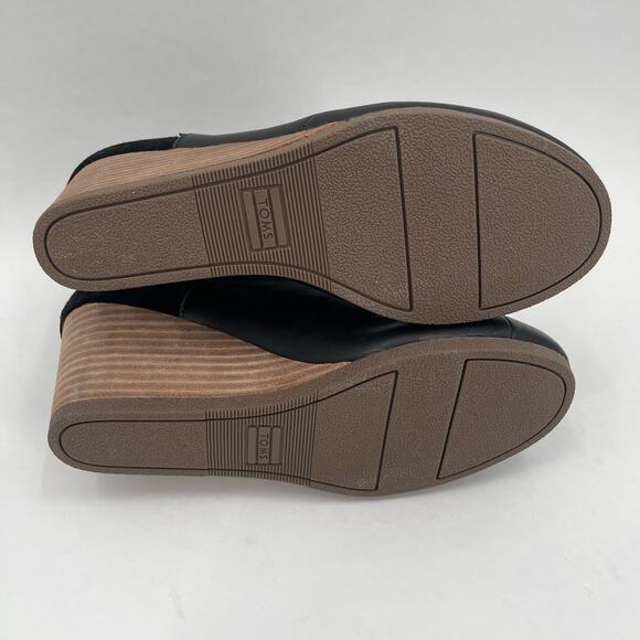 TOMS Boots Size 6 Women's Kelsey Ankle NWOT Black Leather NEW Wedge Slip On - Picture 9 of 12